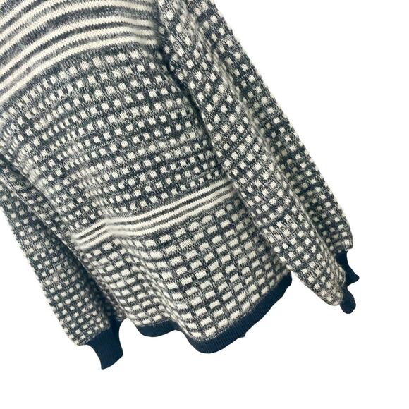 Vintage 1980s Cream & Gray Handmade Knit Open Cardigan Size Medium Geometric - Picture 12 of 13